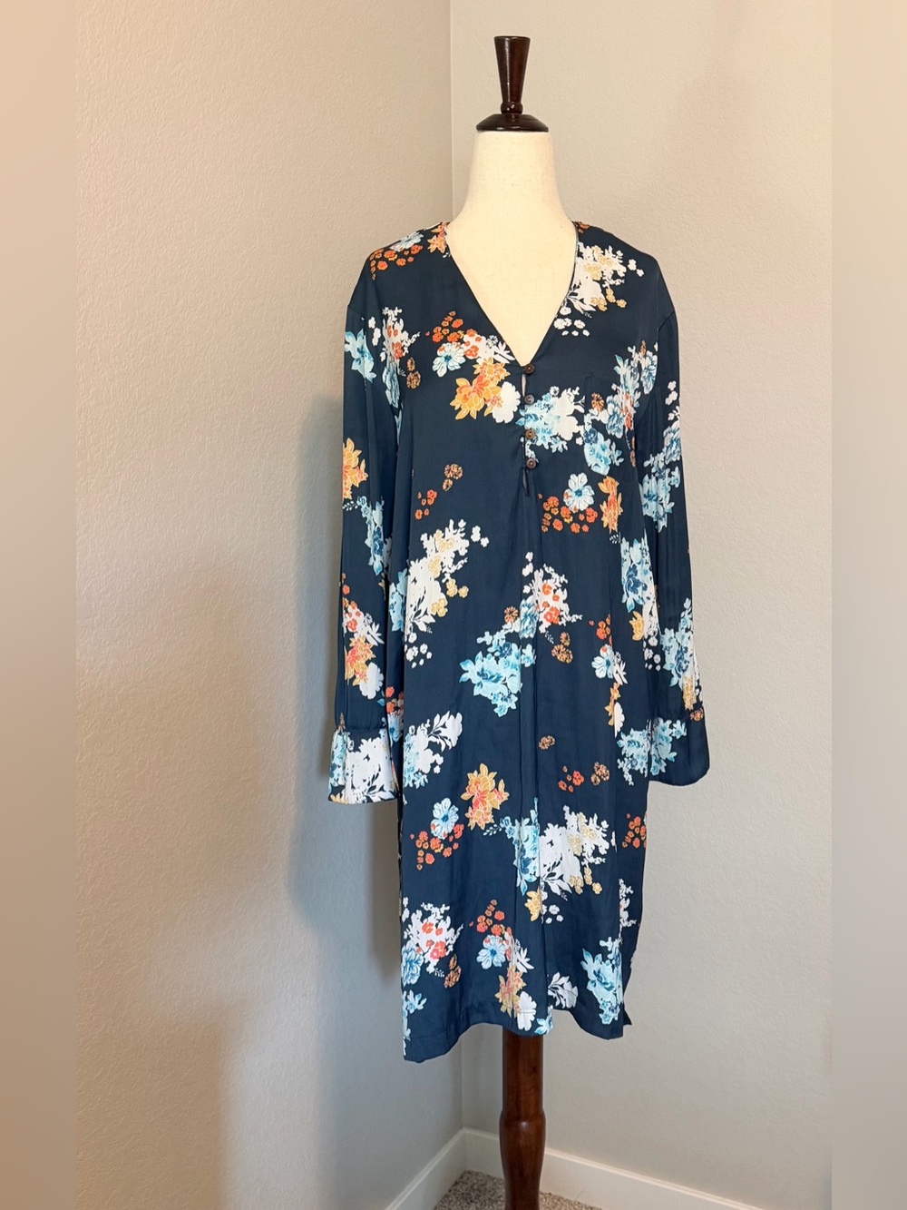 Nordstrom Lingerie Floral Long Sleeve Sleepshirt Nightshirt - Size Small